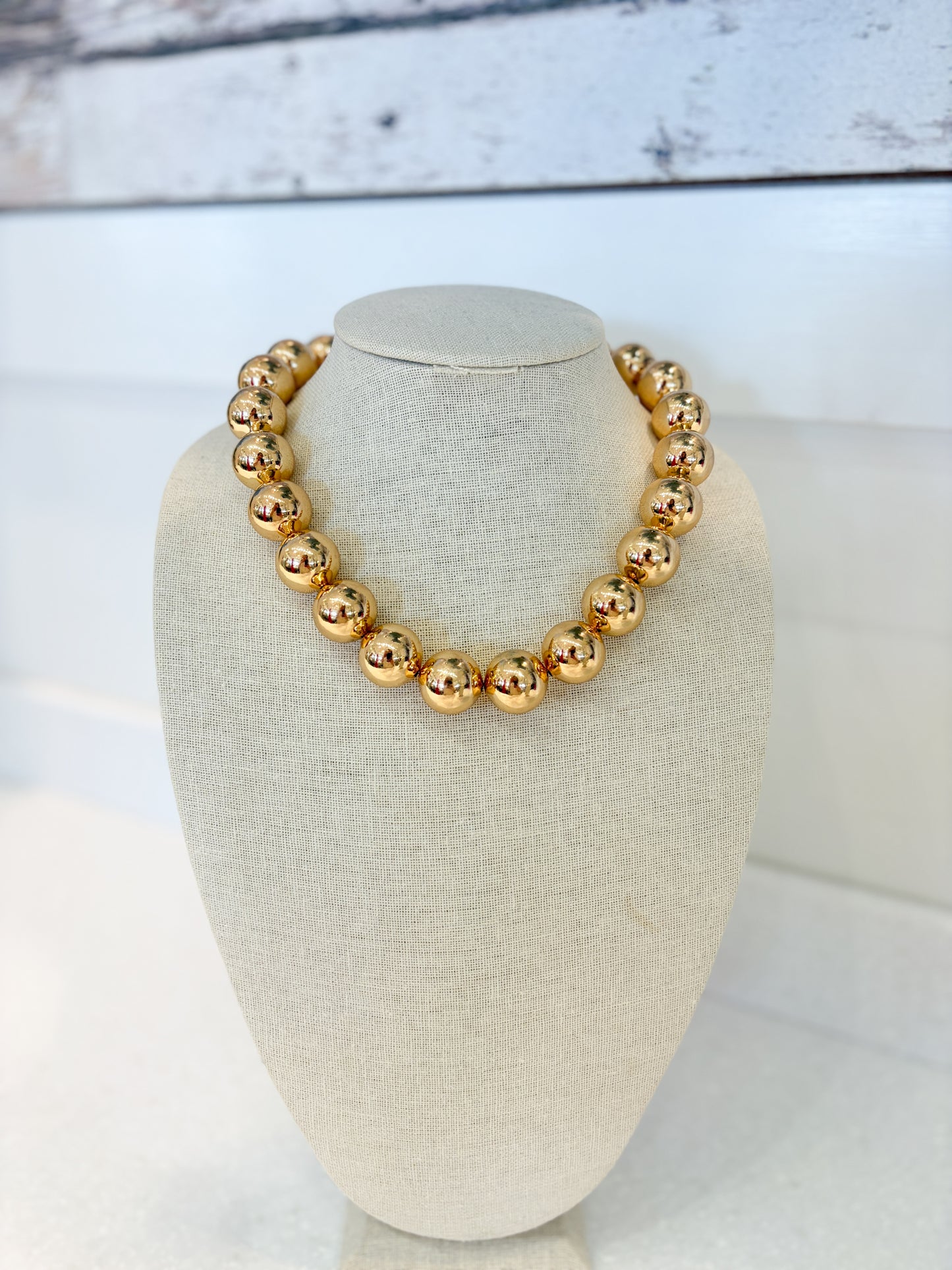 Bubble Beaded Necklace-GOLD