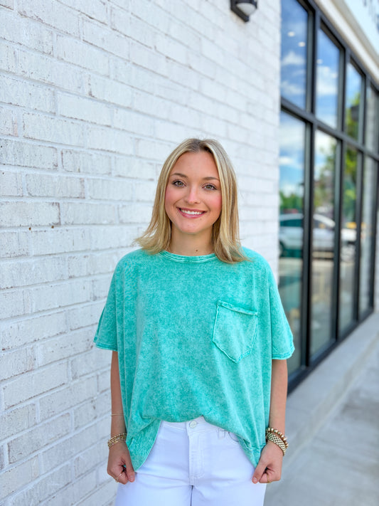 Basic Acid Wash Pocket T-Shirt