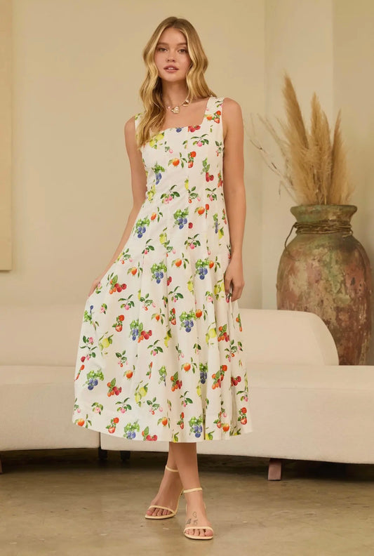 Fruit Printed Midi Dress