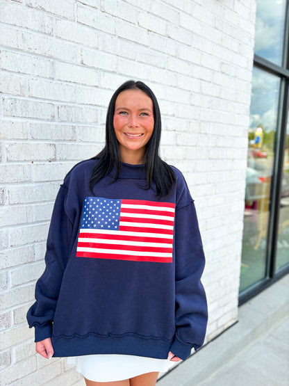 American Flag/USA Reversible Mock Neck
