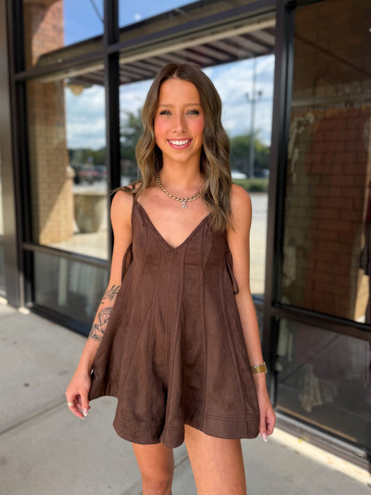 Suede Side Tie Romper