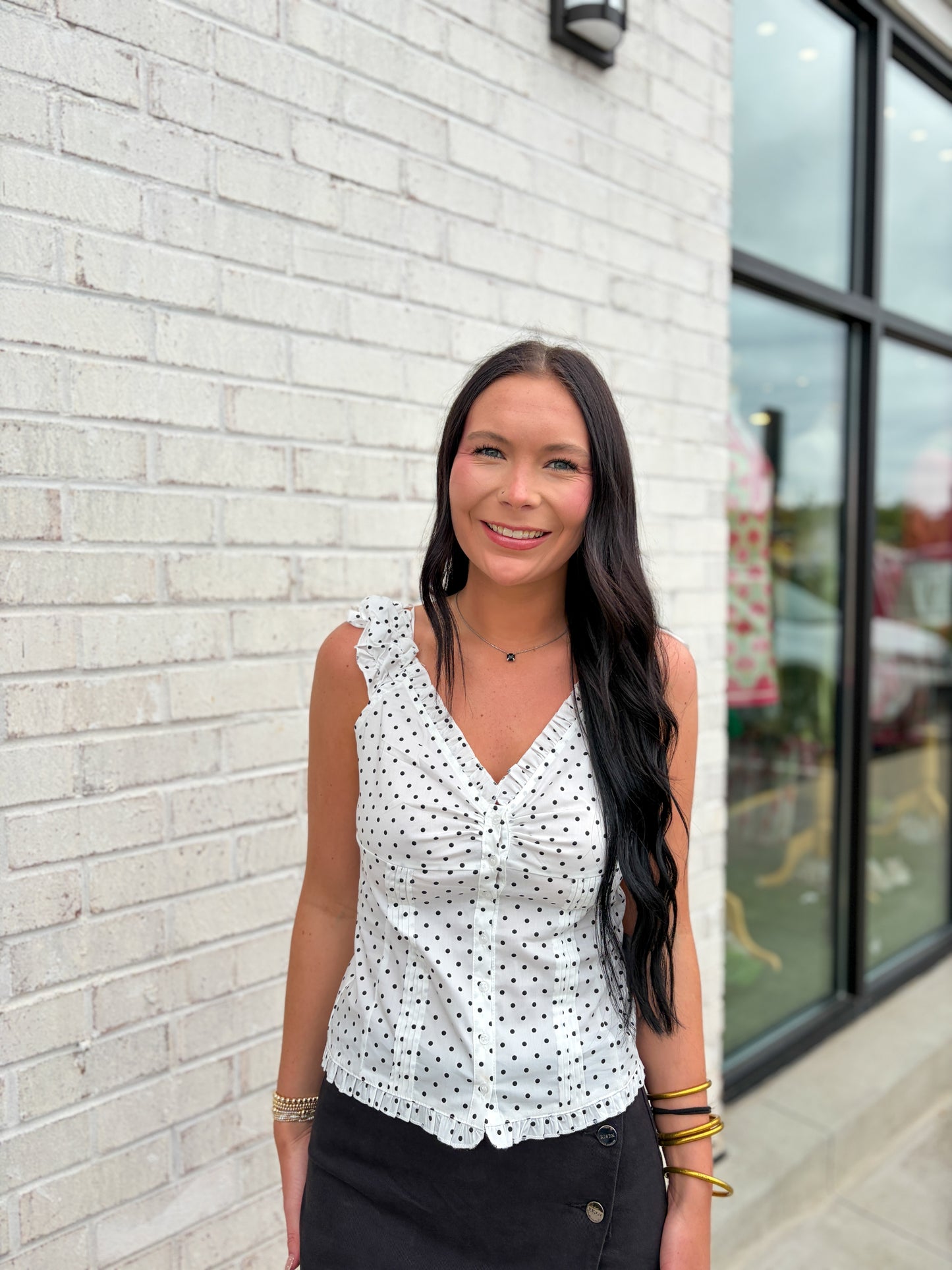 Polka Dot Button Up Top