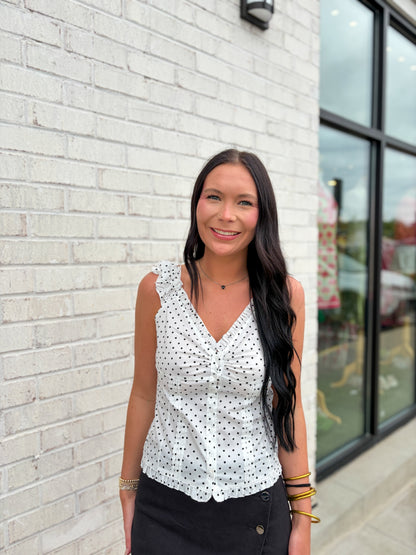 Polka Dot Button Up Top