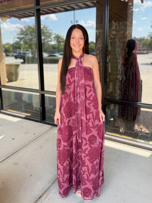 Strapless Scarf Wrap Maxi Dress