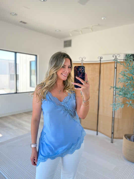 Satin Lace Asymmetrical Top