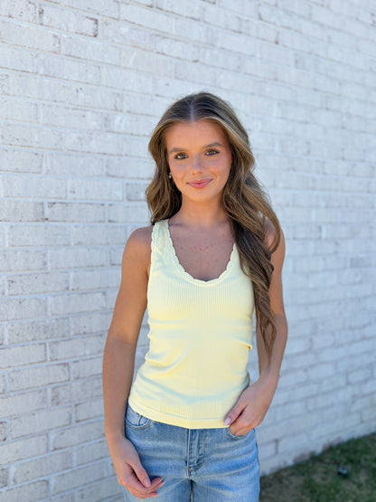 Scalloped Fitted Tank Top