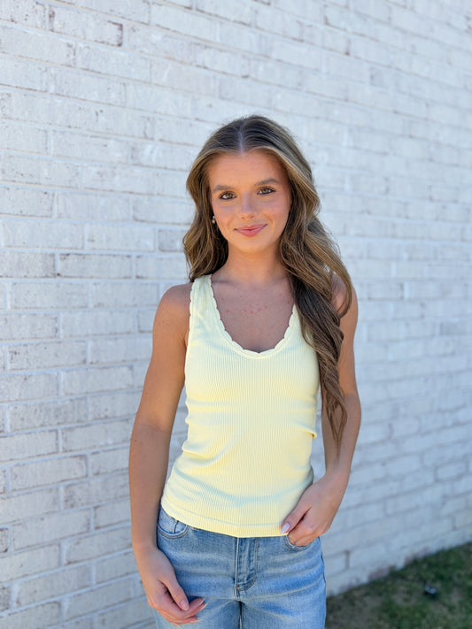 Scalloped Fitted Tank Top