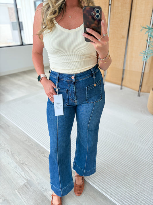 Risen High Rise Front Pocket Jeans