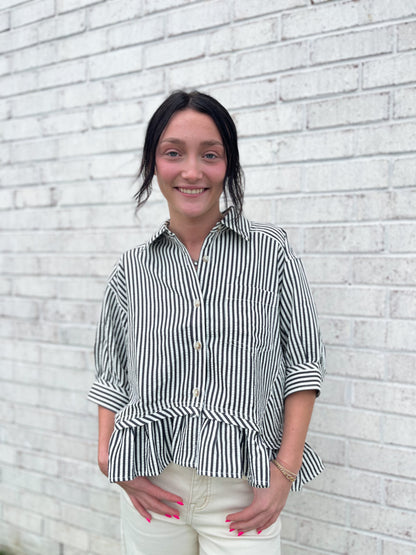 Ruffle Bottom Button up Top