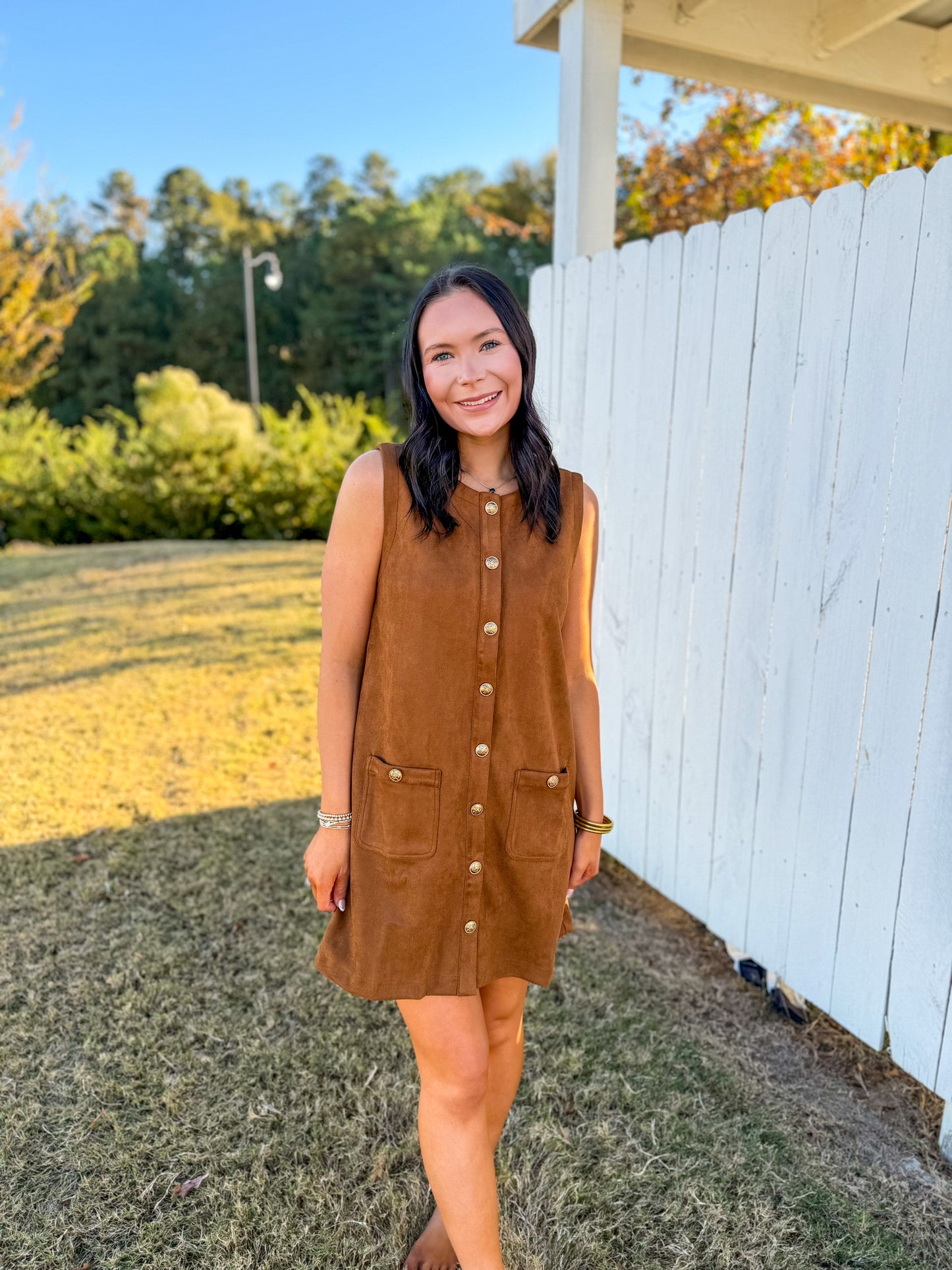Suede Button Up Dress