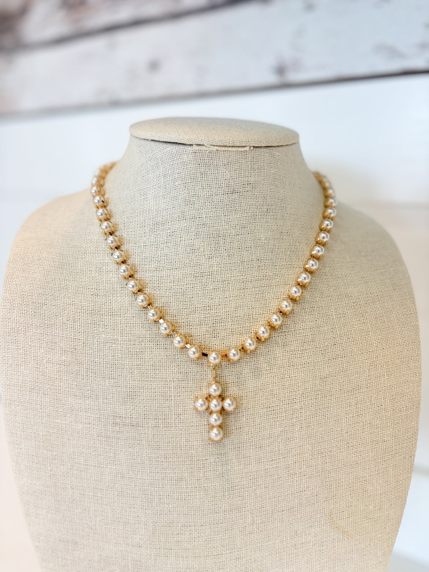 Pearl Cross Necklace
