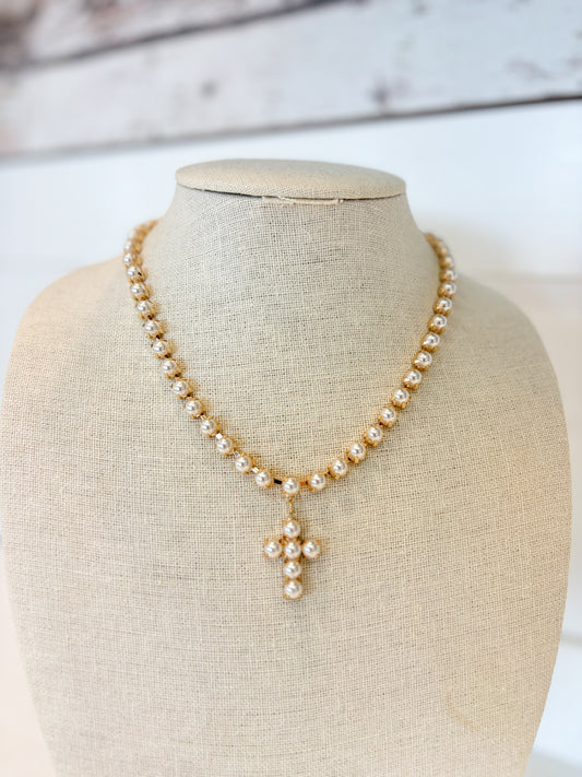 Pearl Cross Necklace