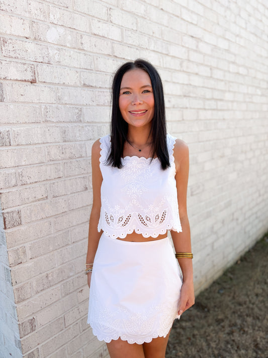 Eyelet Mini Skort Set