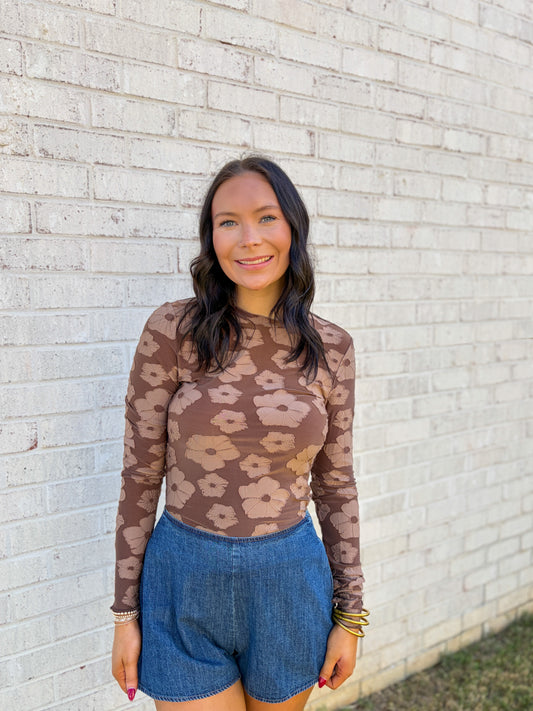 Flower Design Fitted Top