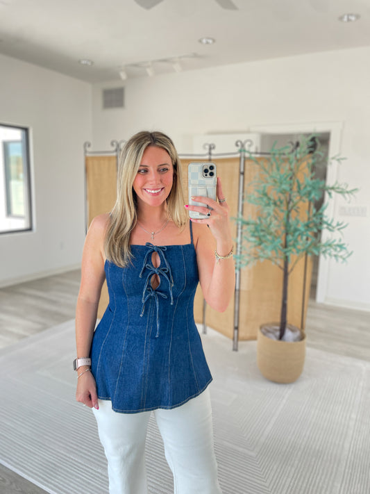 Joella Bow Denim Top