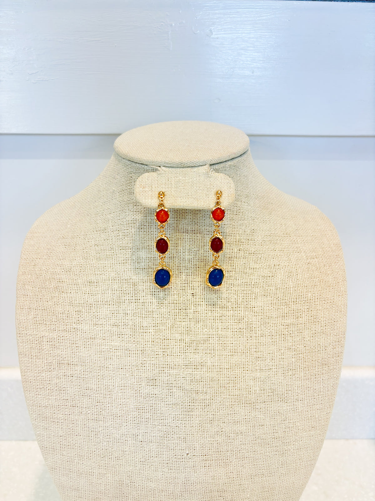Red and Orange-Toned Dangly Earring