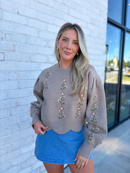 Floral Embroidered Sweater