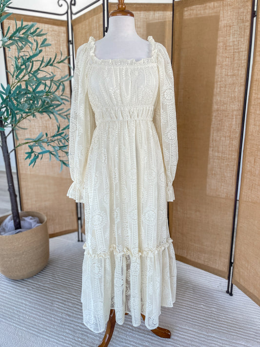 Lace Long Sleeve Maxi Dress