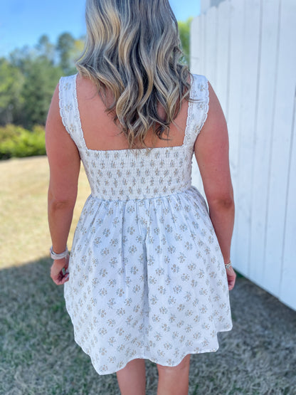 corset story dresses Rose Print A Line Corset Midi Dress in Pink