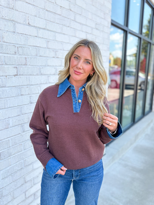 Oliver Denim Collared Sweater