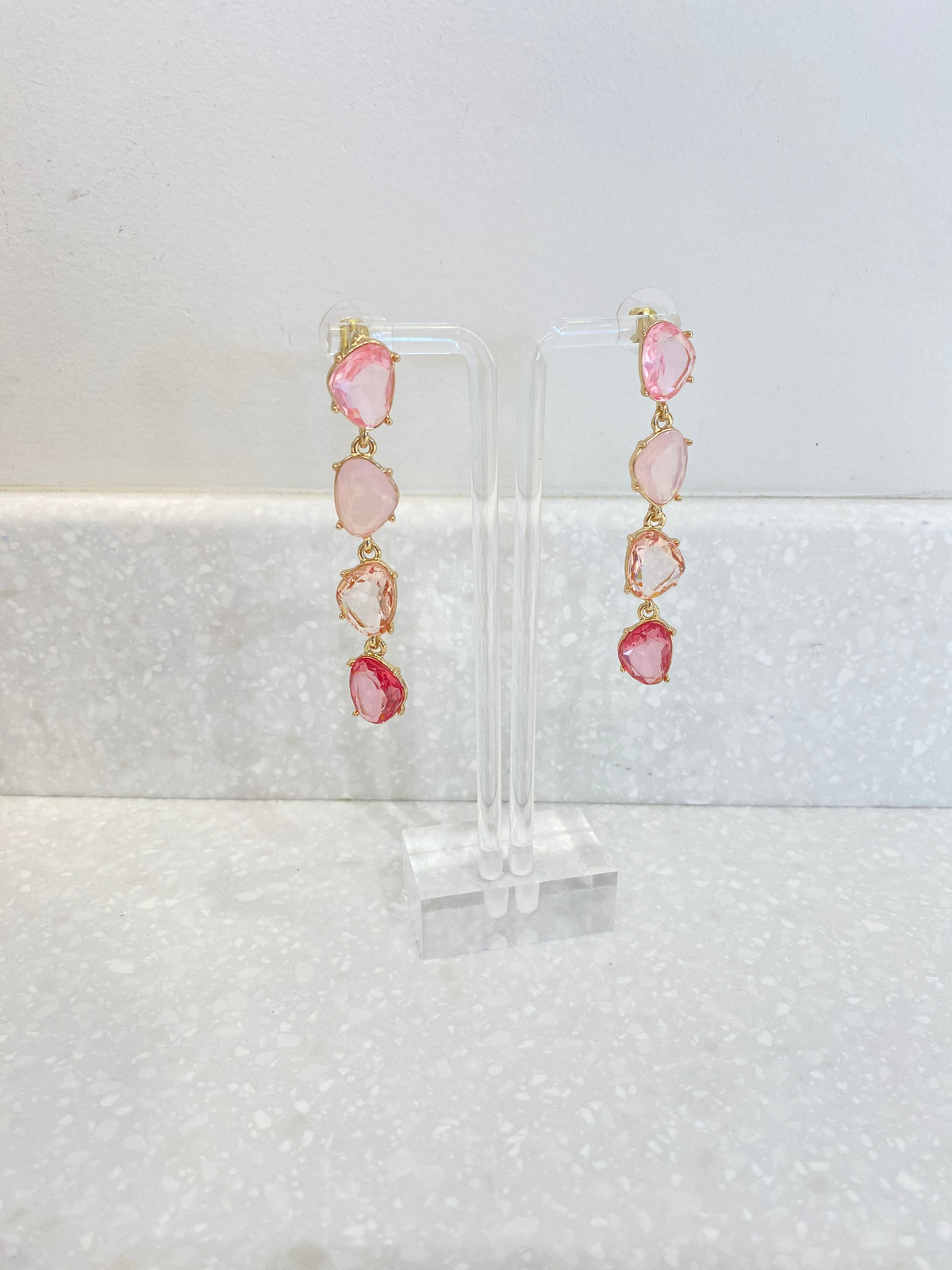 Pink Jewel Dangle Earrings