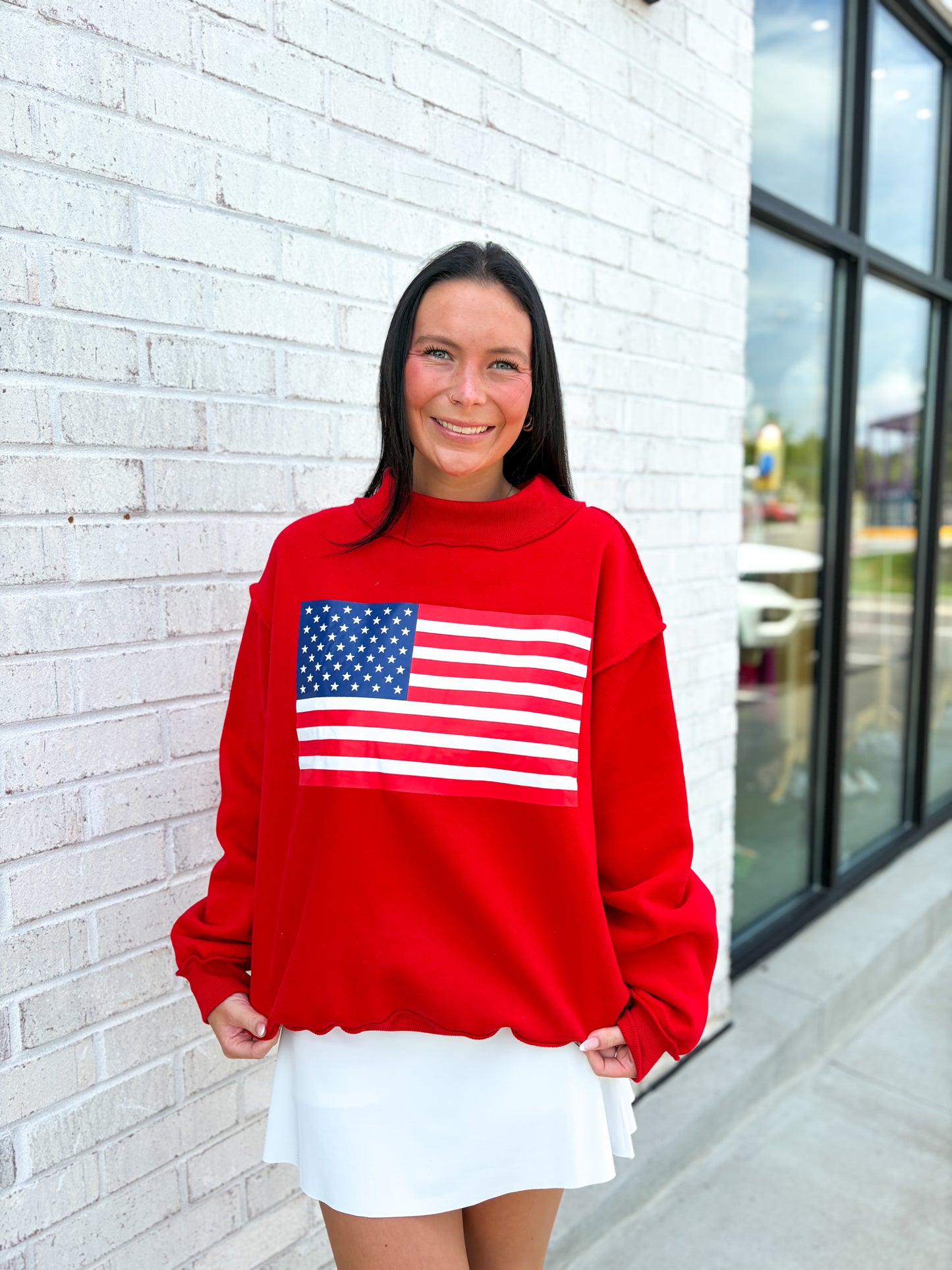 American Flag/USA Reversible Mock Neck