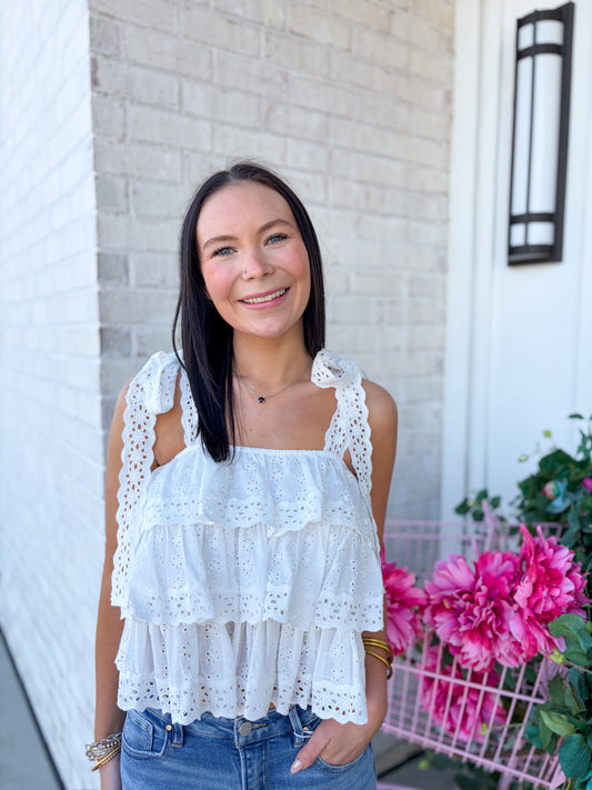 Eyelet Ruffle Top