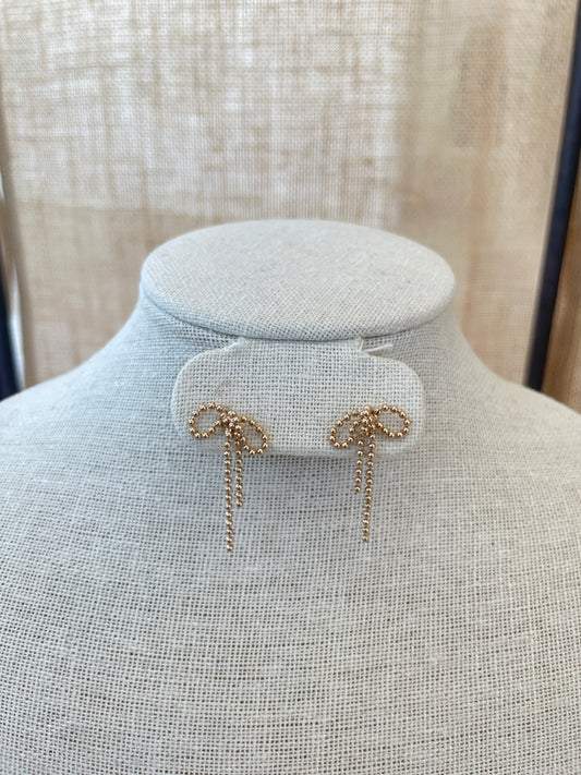 Gold Bow Dangle Earrings