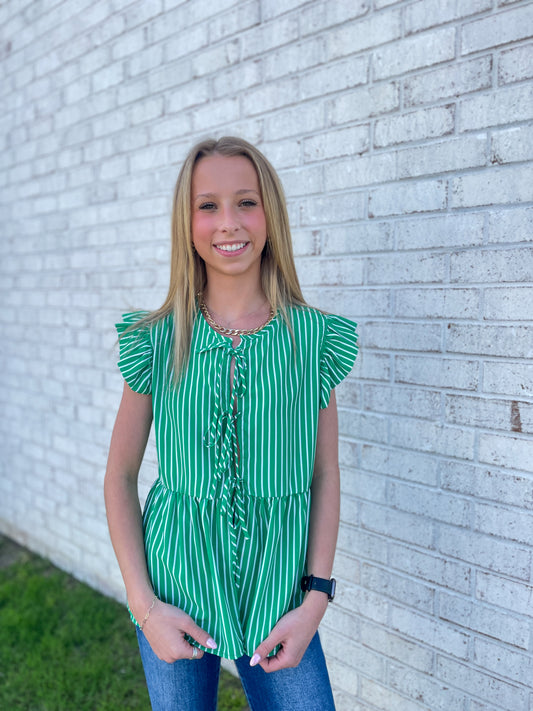 Stripped Bow Tie Top