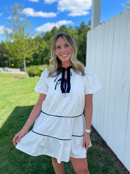 Blair Pleated Puff Sleeve Dress