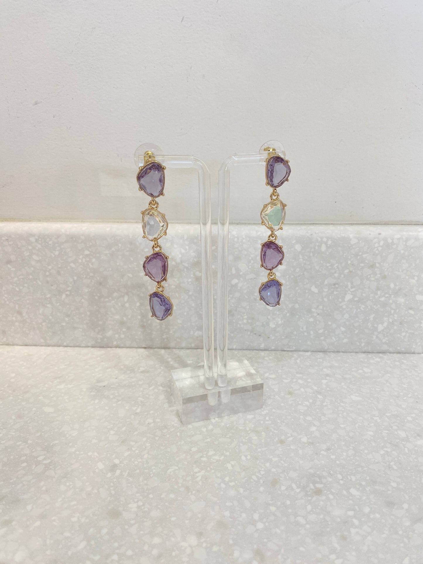 Purple Jewel Dangle Earrings