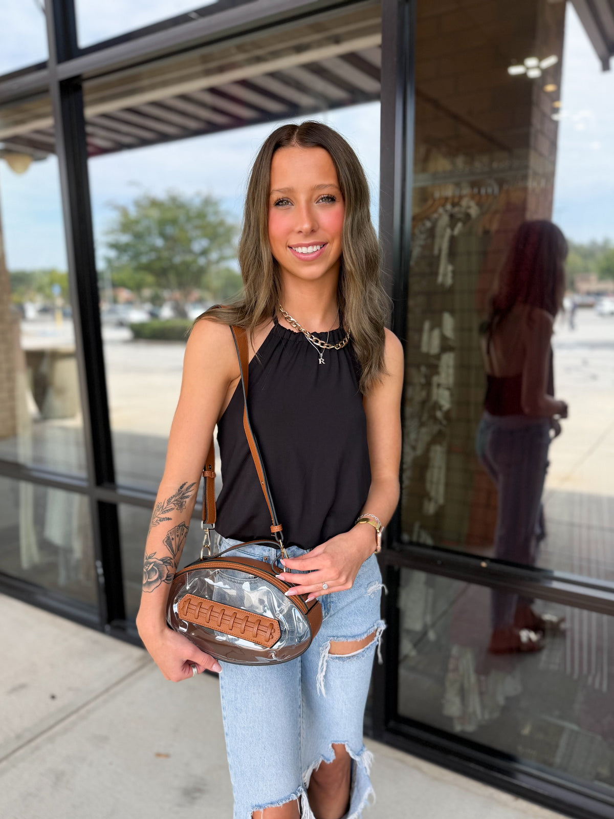 Football Clear Stadium Bag - Brown