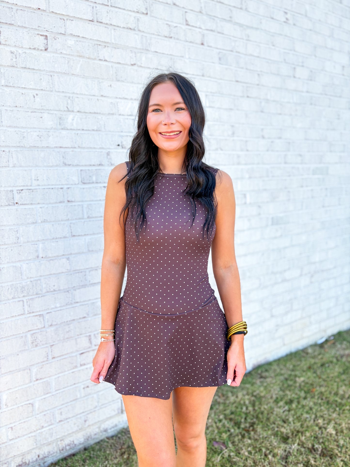 Polka Dot Drop Waist Athletic Dress