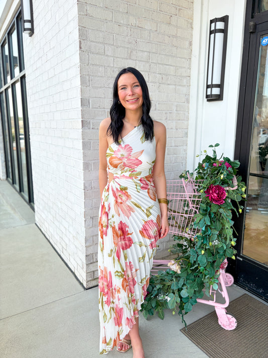 Rosie Patterned Asymmetrical Midi Dress