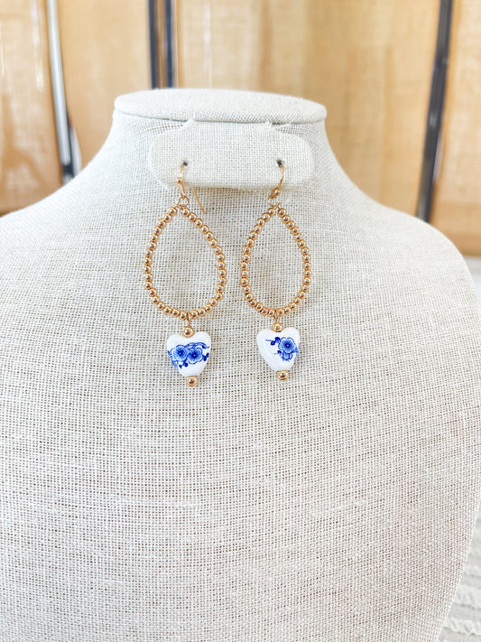 Tear Drop Heart Earrings