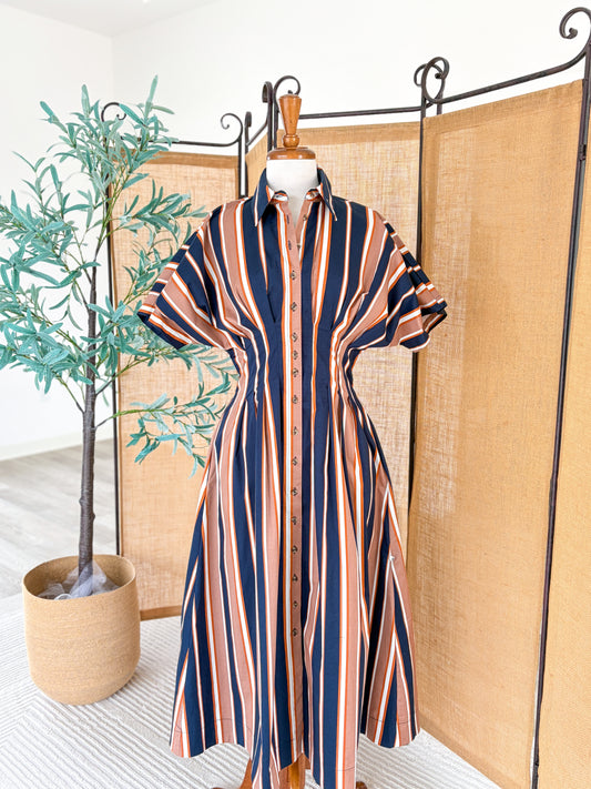 Button-Up Striped Maxi Dress