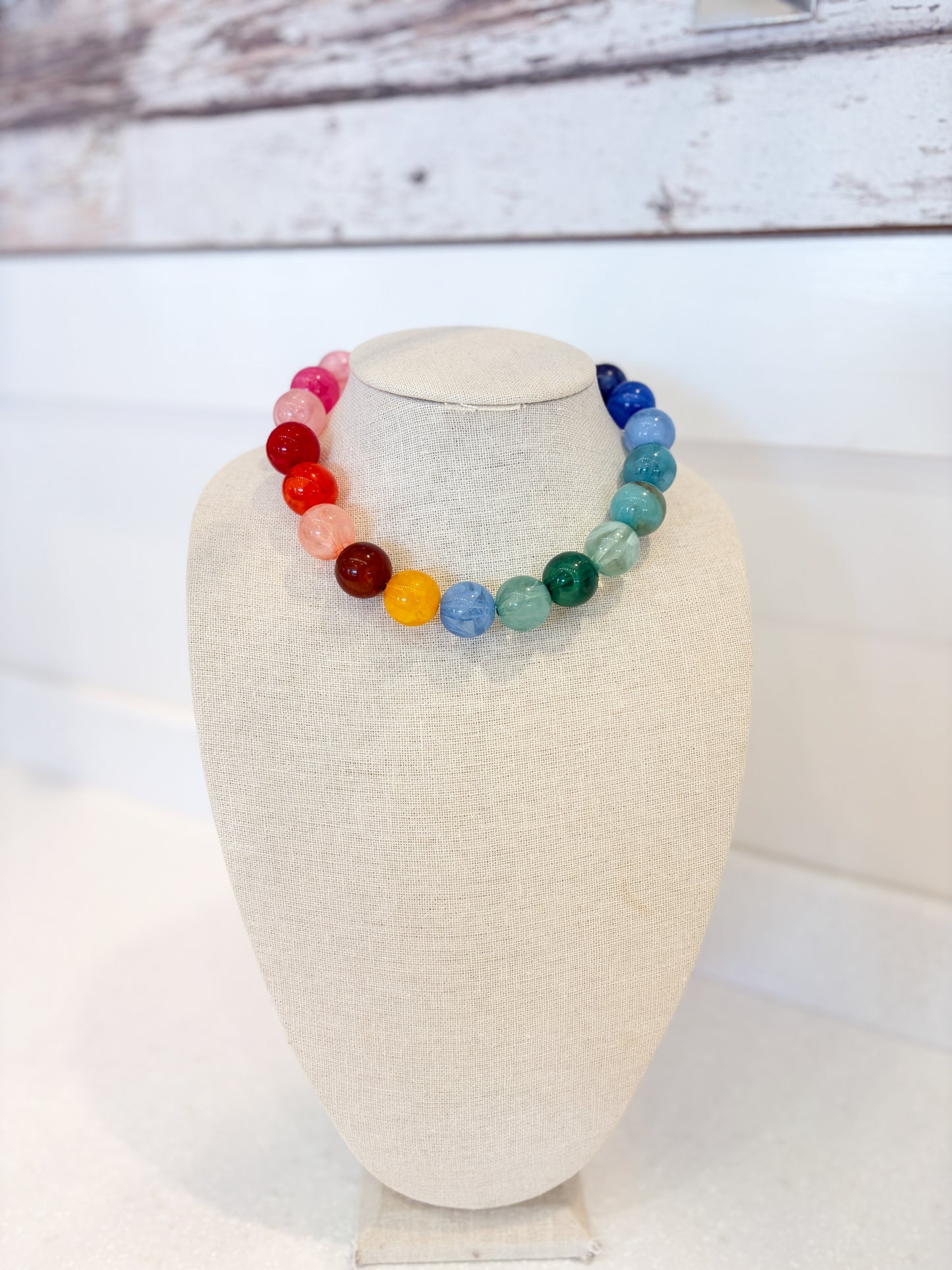 Bubble Beaded Necklace-RAINBOW
