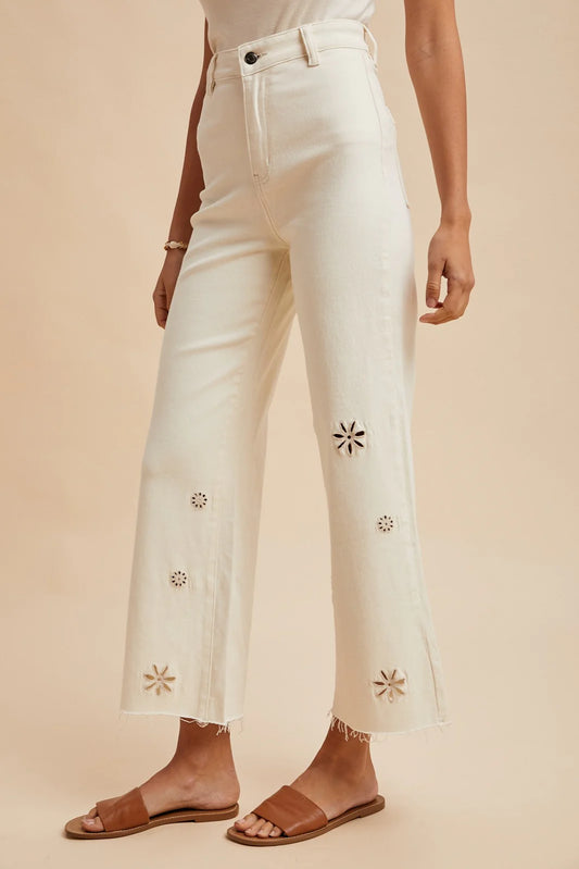 Eyelet Floral Jeans