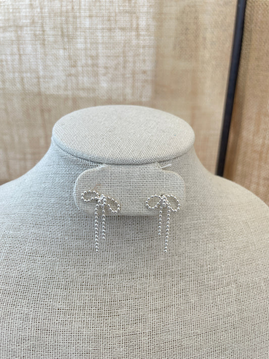 Silver Bow Dangle Earrings
