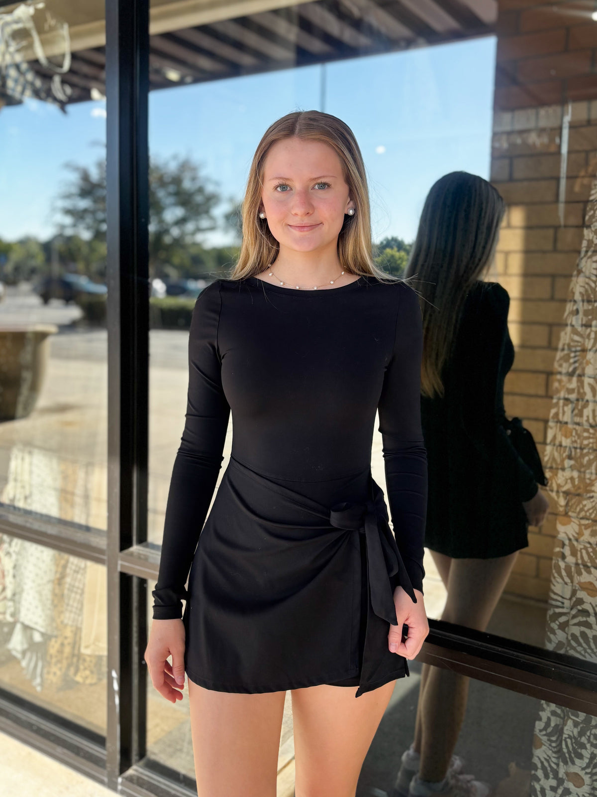 Long Sleeve Front Tie Athletic Dress