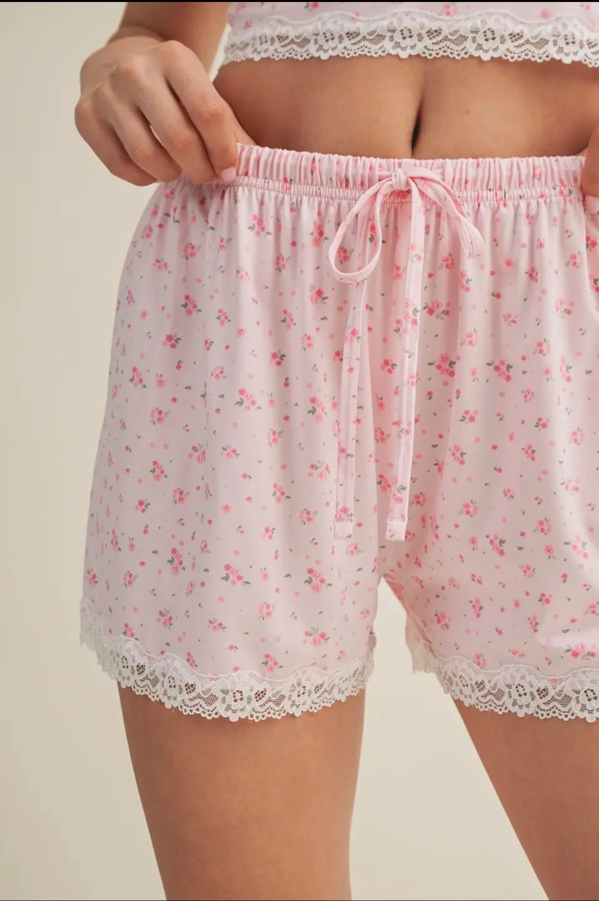 Brie Lace Trimmed Pajama Shorts
