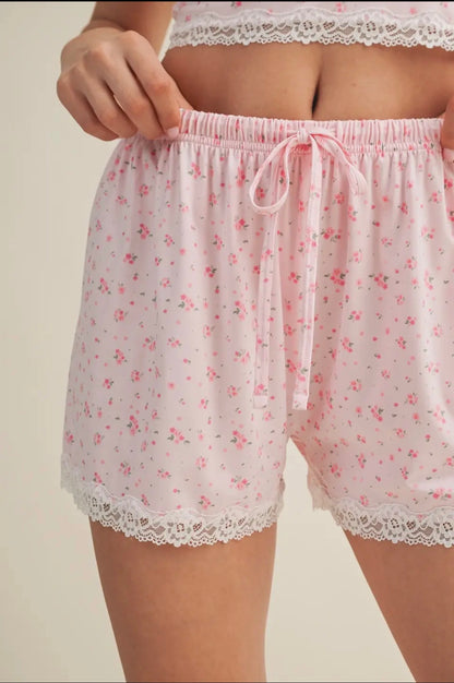 Brie Lace Trimmed Pajama Shorts