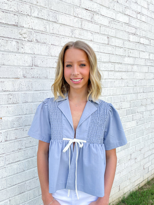 Luana Collared Tie Top