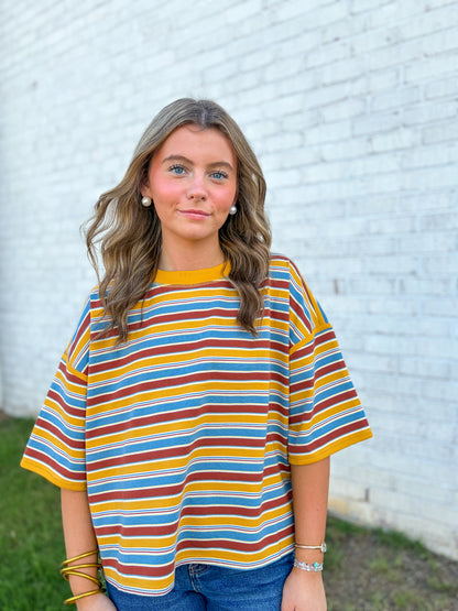￼Lenna Striped Basic Tee