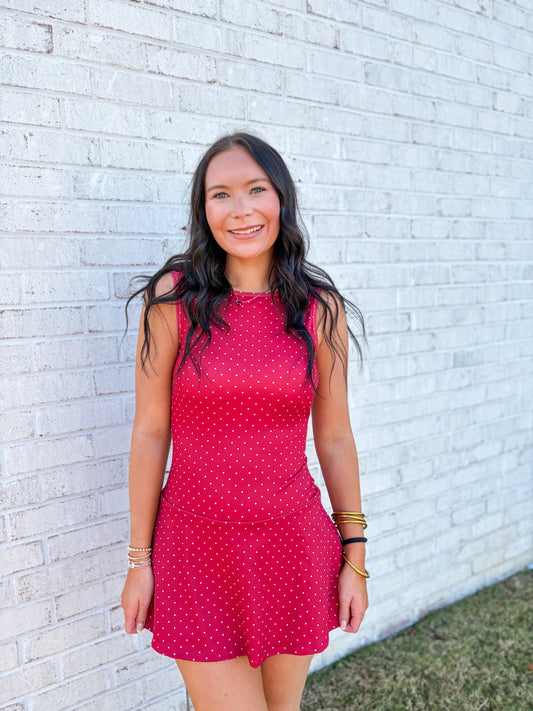 Polka Dot Drop Waist Athletic Dress