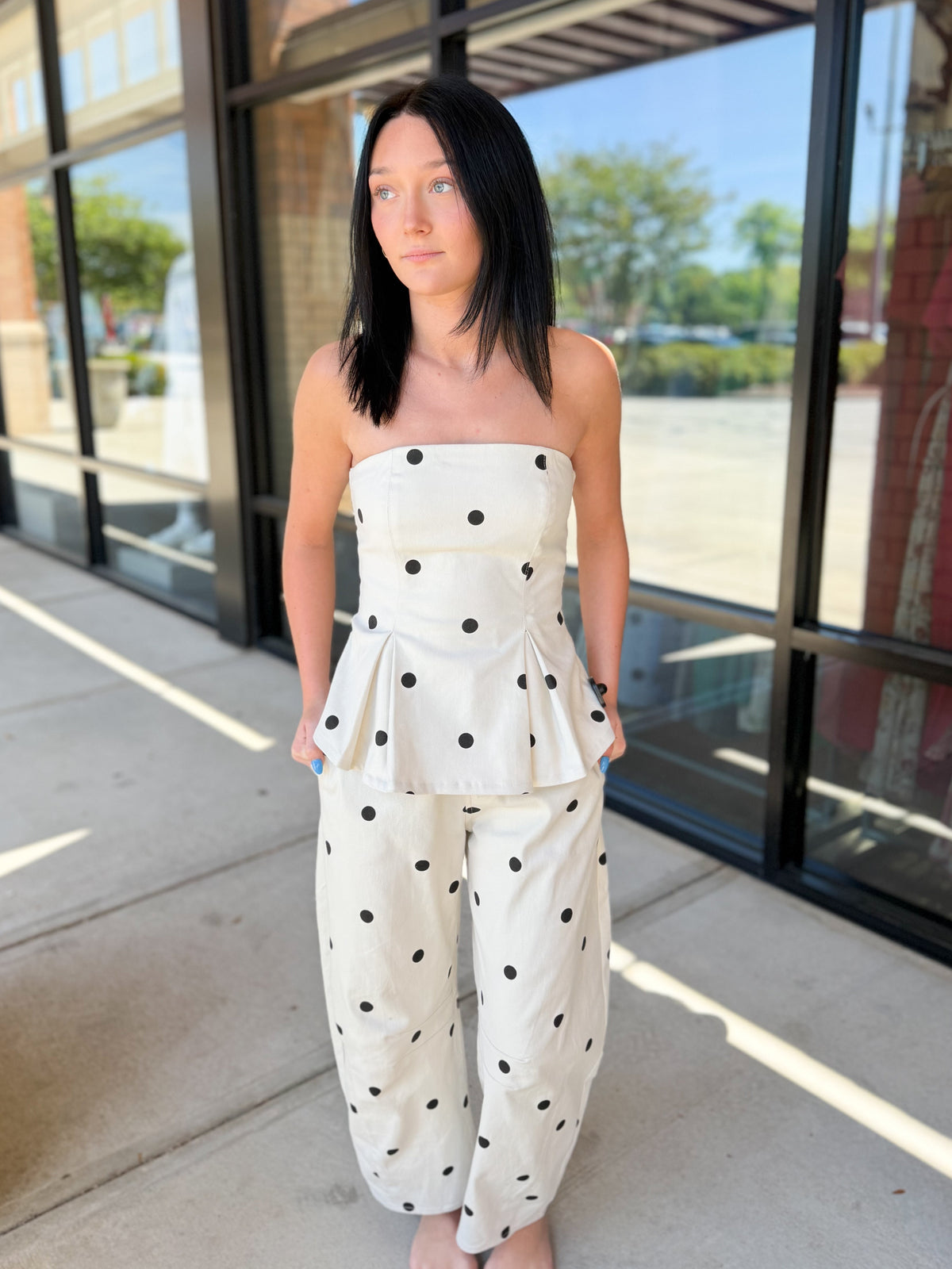 Katherine Polka Dot Barrel Pants Set