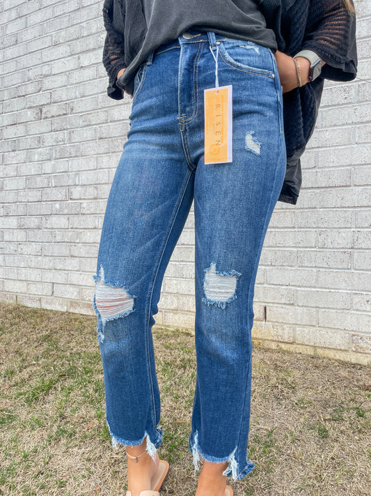 Risen Cropped Distressed Jean
