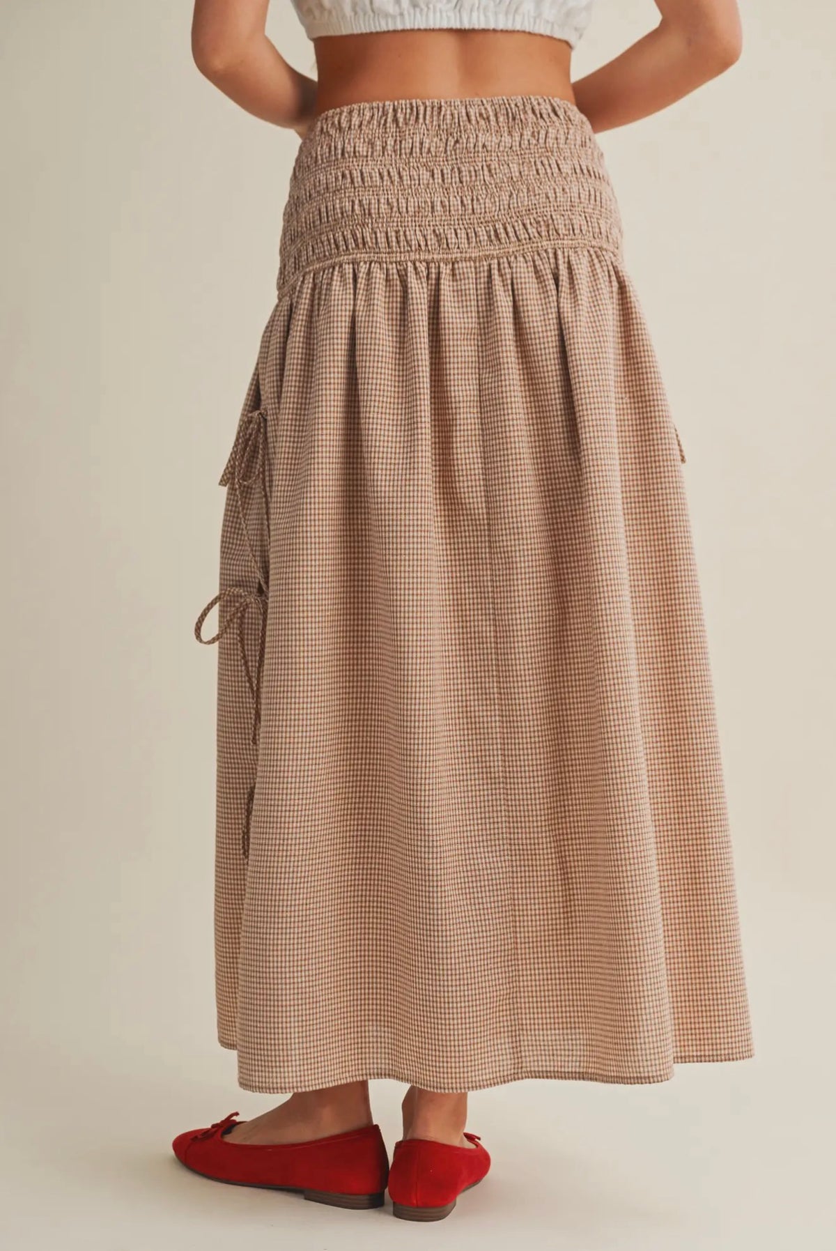 Gingham High Waisted Midi Skirt