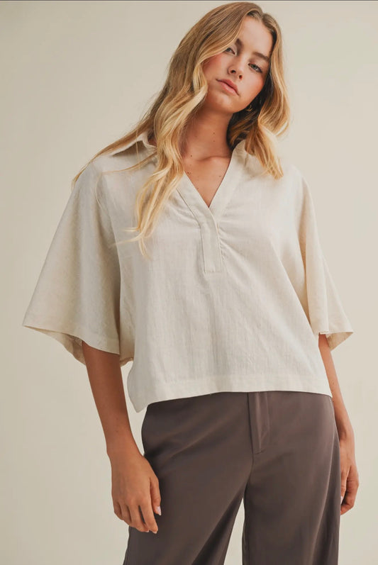 Linen V-Neck Top