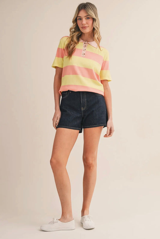 Collared Striped Top
